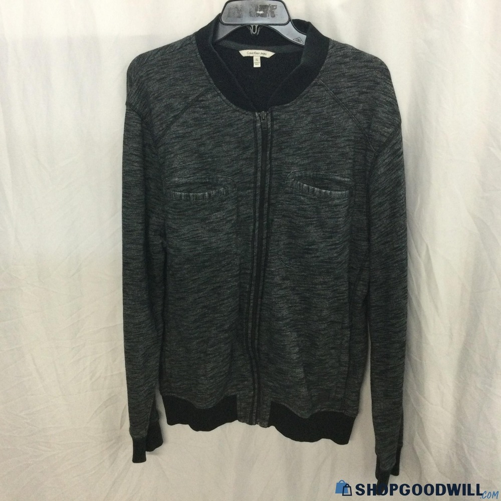 Calvin Klein Jeans Gray Marled Zip-Up Cardigan Sweater Size XL